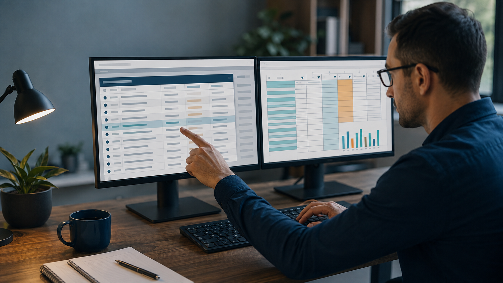 Analyst selecting a useful web table beside an editable workbook version
