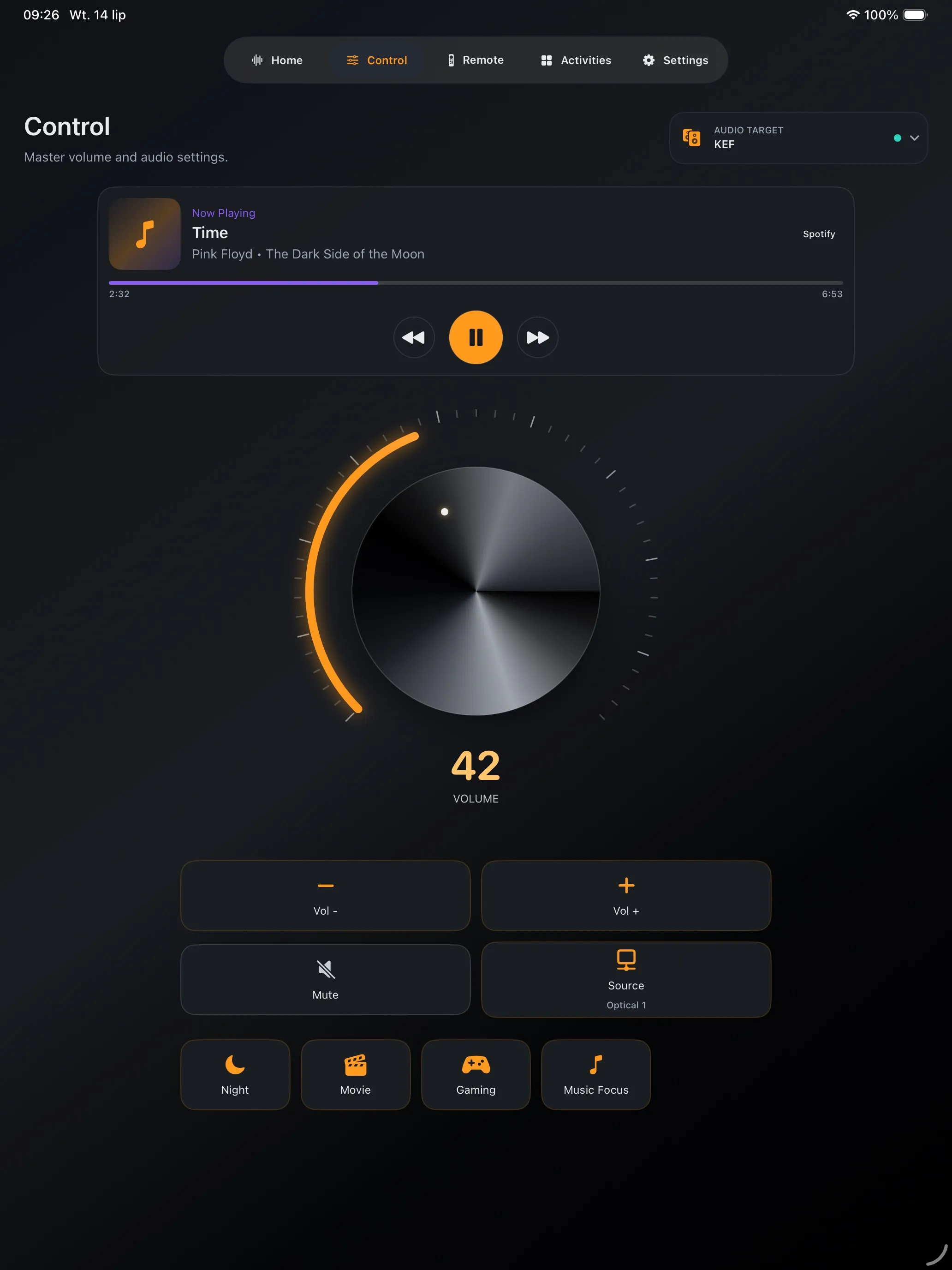 Tactra tactile volume control on iPad