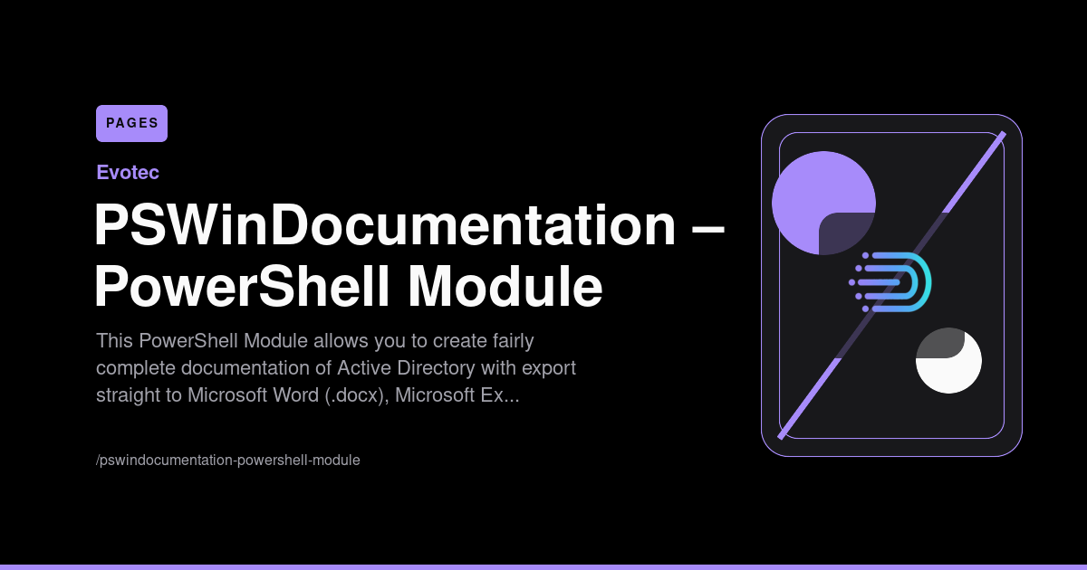 PSWinDocumentation – PowerShell Module | Evotec