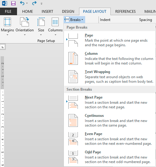 delete a section break in word for mac 2016