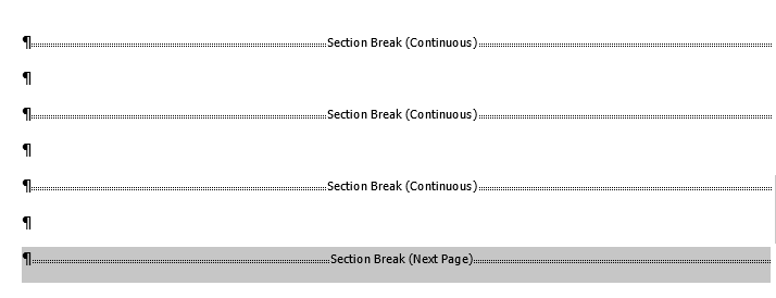 how to eliminate section breaks in word