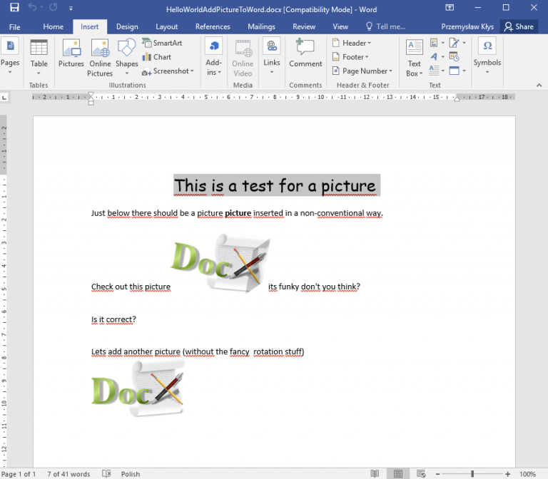 DocX Add image to Microsoft Word document programmatically