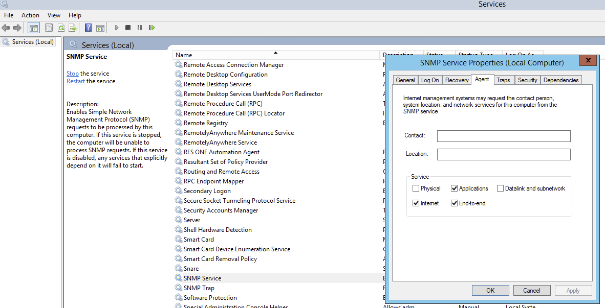 Настройка snmp на windows server 2012