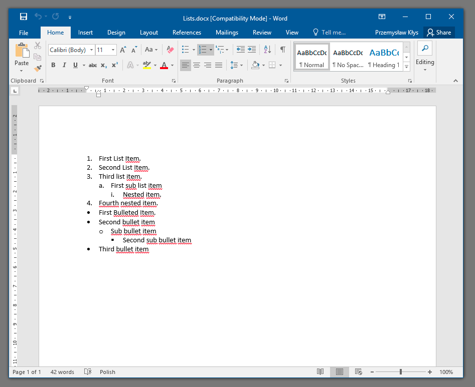 Docx Add Nested Lists To Microsoft Word Document Programmatically Evotec