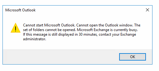 cannot start microsoft outlook 2016