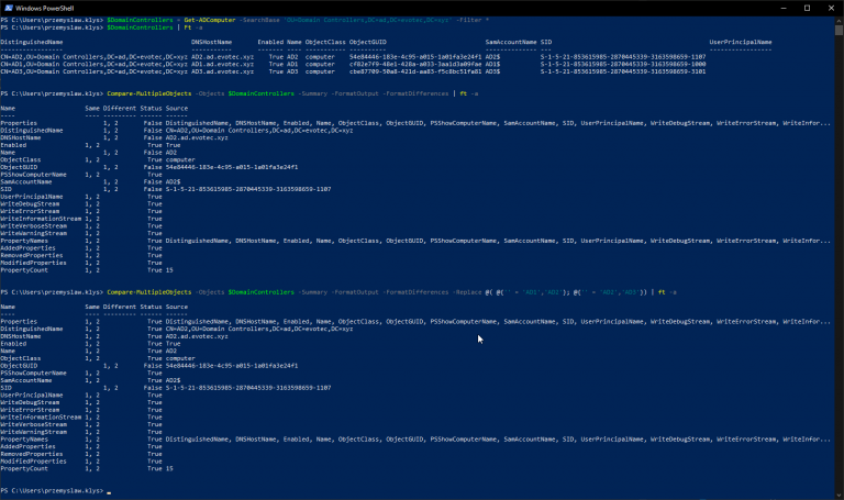 Comparing two or more objects visually in PowerShell (cross-platform ...