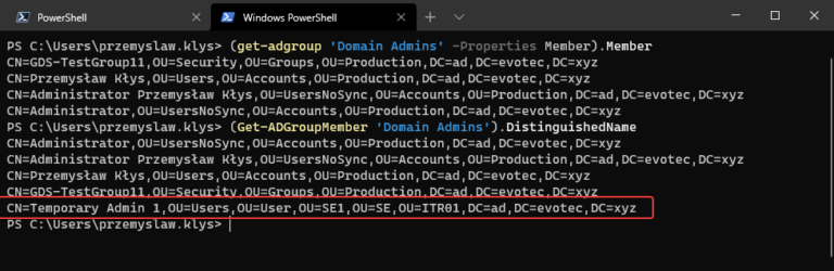 powershell list nested group membership