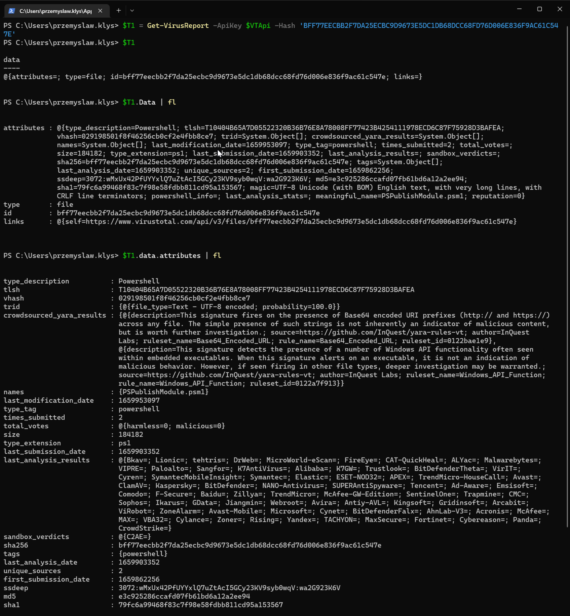 Working With VirusTotal From PowerShell - Evotec