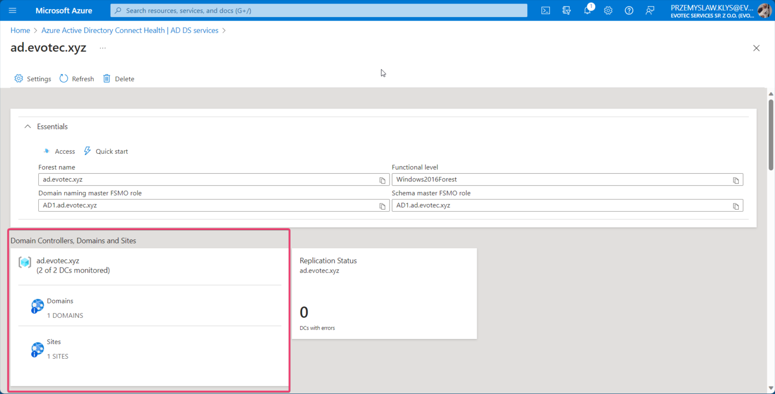 Active Directory Health Check using Microsoft Entra Connect Health ...